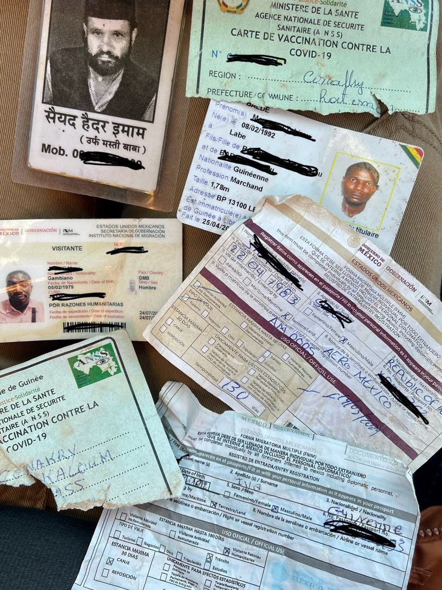 CRRJA5's tweet photo. “Before entering America illegals disposed of their identification. (Note: pictured are Chinese, Ukrainian, Middle Eastern, African passports.)
Ask yourself: Why would they do that? 
How are we supposed to vet them when they can't prove who they are?
Yet Democrats insist that they deserve due process before deportation. If they’re really here to claim “asylum,” they wouldn’t dispose of their ID.
Discarding their IDs shows their intent to deceive and undermines our vetting process. They are all literally foreign criminals that illegally entered our country using false information.”