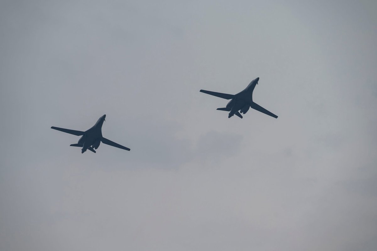 PACAF's tweet photo. 🇺🇸✈️🇯🇵 B-1B Lancers arrived at Misawa AB for #BTF25_2—reinforcing regional security &amp; training on the ground and in the air alongside @JASDF_PAO_ENG.

Airmen of the 9th EBS stand ready to deliver agile combat #AirPower anytime, anywhere.
#PACAF #B1B #StrongerTogether #ReadyAF https://t.co/VQdzoyMFBk