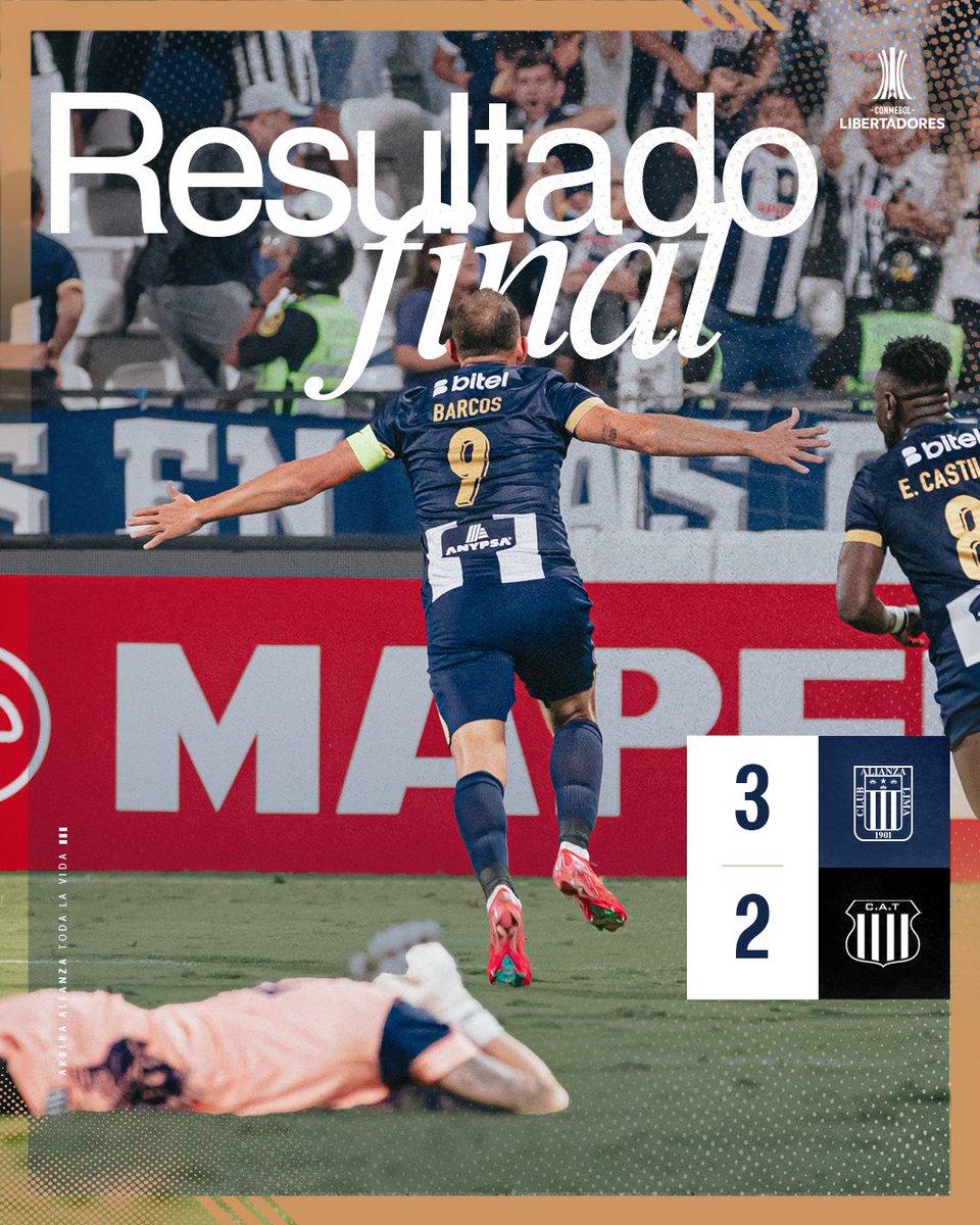 Club Alianza Lima (@clubaloficial) on Twitter photo ⏱ |𝑴𝑰𝑵𝑼𝑻𝑶 𝑨 𝑴𝑰𝑵𝑼𝑻𝑶| ⏱
🏆: 𝑭𝒆𝒄𝒉𝒂 𝟑 <a href="/Libertadores/">CONMEBOL Libertadores</a>
<a href="/ClubALoficial/">Club Alianza Lima</a> 3-2 <a href="/CATalleresdecba/">Club Atlético Talleres</a>
⛳️ 𝑻𝒆𝒓𝒎𝒊𝒏𝒐́ 𝒆𝒍 𝒑𝒂𝒓𝒕𝒊𝒅𝒐.
¡𝑮𝑨𝑵𝑨𝑨𝑨𝑨𝑨𝑴𝑶𝑶𝑶𝑶𝑶𝑶𝑺𝑺𝑺!
💙💙💙💙💙💙💙💙💙💙💙
¡𝒀 𝑬𝑵 𝑬𝑳 𝑼́𝑳𝑻𝑰𝑴𝑶 𝑴𝑰𝑵𝑼𝑻𝑶𝑶𝑶𝑶𝑶𝑶!💙💙💙💙💙💙💙 ⏱ |𝑴𝑰𝑵𝑼𝑻𝑶 𝑨 𝑴𝑰𝑵𝑼𝑻𝑶| ⏱
🏆: 𝑭𝒆𝒄𝒉𝒂 𝟑 <a href="/Libertadores/">CONMEBOL Libertadores</a>
<a href="/ClubALoficial/">Club Alianza Lima</a> 3-2 <a href="/CATalleresdecba/">Club Atlético Talleres</a>
⛳️ 𝑻𝒆𝒓𝒎𝒊𝒏𝒐́ 𝒆𝒍 𝒑𝒂𝒓𝒕𝒊𝒅𝒐.
¡𝑮𝑨𝑵𝑨𝑨𝑨𝑨𝑨𝑴𝑶𝑶𝑶𝑶𝑶𝑶𝑺𝑺𝑺!
💙💙💙💙💙💙💙💙💙💙💙
¡𝒀 𝑬𝑵 𝑬𝑳 𝑼́𝑳𝑻𝑰𝑴𝑶 𝑴𝑰𝑵𝑼𝑻𝑶𝑶𝑶𝑶𝑶𝑶!💙💙💙💙💙💙💙