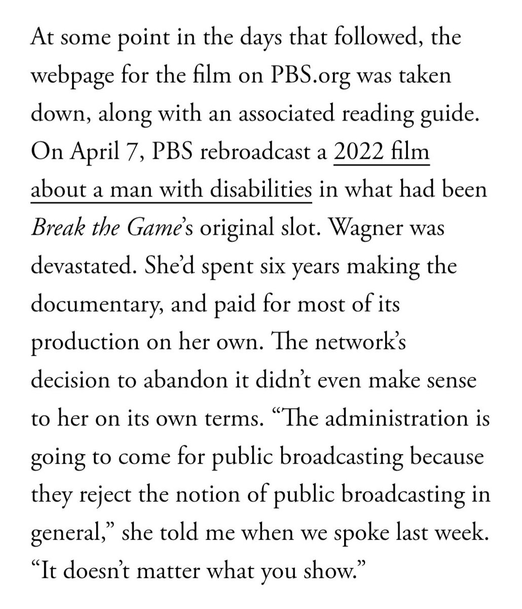 PBS also pulled the website for the film from PBS.org, at least until shortly after I'd reached out for comment and the film was promptly rescheduled.

Just to clarify, does this also happen to at least one film in every season for a variety of reasons?

4/4