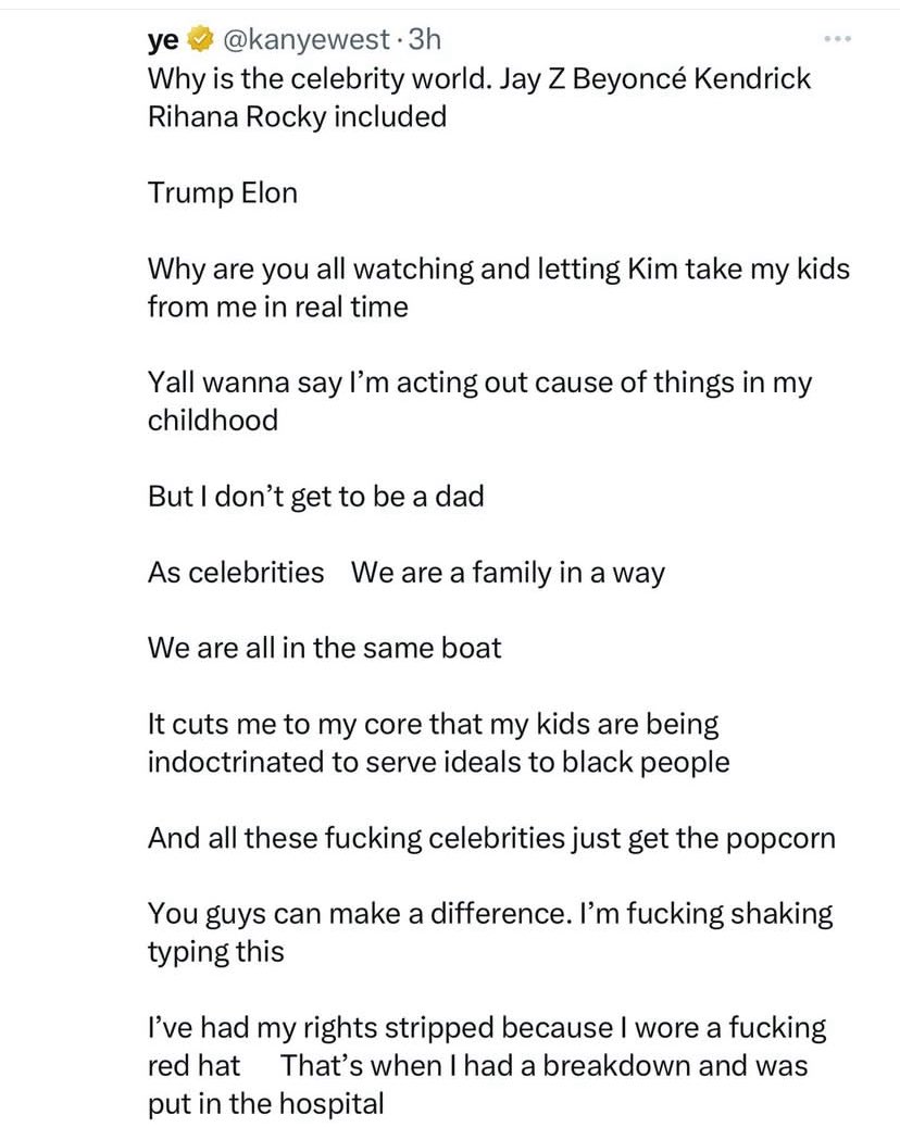 QueeinJ's tweet photo. Ye! You just told us u groomed ur boy cousin &amp; u want us to help u see your son? Kanye West, u need to not be raising children! At some point,accountability needs to be taken. My heart goes out to Kim K &amp; her children; she’s exhausted! Becos we are too! Leave us alone button ———> https://t.co/IyK6ZOdJ0D