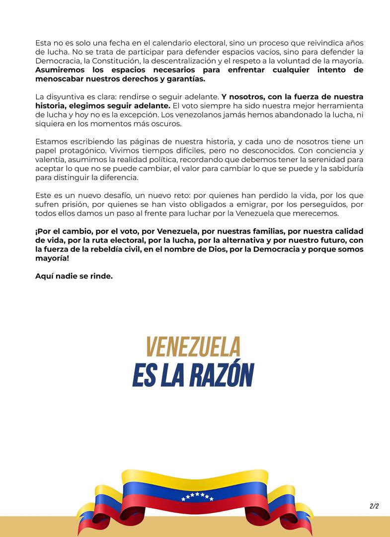 DianaRodr1guez's tweet photo. Cada voto es un paso adelante en contra de la resignación. Hoy más que nunca, el país nos necesita unidos. #VenezuelaEsLaRazón #AquíNadieSeRinde https://t.co/cqvjEtKxF3