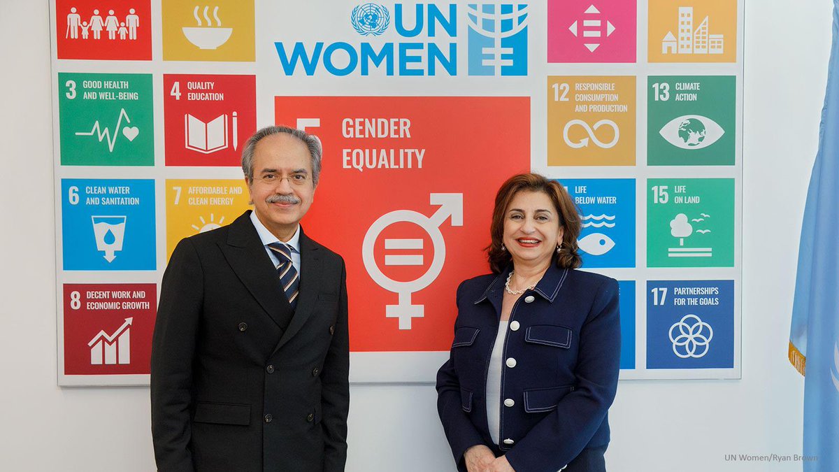 Sima Bahous (@unwomenchief) on Twitter photo In my meeting with H.E. <a href="/Asimiahmad/">Asim Iftikhar Ahmad</a>, I congratulated #Pakistan on its election as a non-permanent member of the UN Security Council.
I look forward to our continued collaboration on advancing #SDG5 and on #WPS as we mark 25 years of #UNSCR1325 and #Beijing30 this year. In my meeting with H.E. <a href="/Asimiahmad/">Asim Iftikhar Ahmad</a>, I congratulated #Pakistan on its election as a non-permanent member of the UN Security Council.
I look forward to our continued collaboration on advancing #SDG5 and on #WPS as we mark 25 years of #UNSCR1325 and #Beijing30 this year.