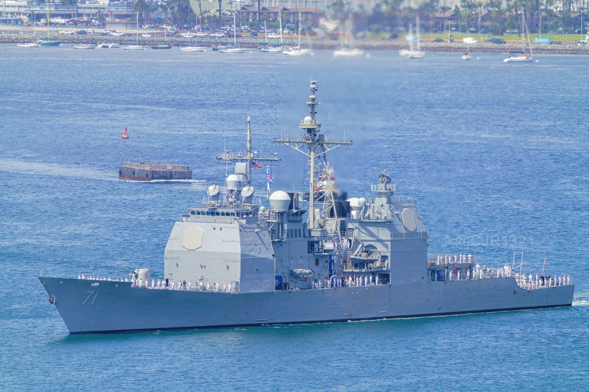 WarshipCam's tweet photo. USS Cape St. George (CG 71) Ticonderoga-class guided missile cruiser coming into San Diego after 8.5 year modernization period conducted in San Diego and Seattle - April 22, 2025 #usscapestgeorge #cg71
SRC: TW-@cjr1321 https://t.co/brnSkO7ISR