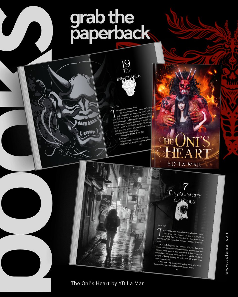 The Oni's Heart by YD La Mar
[Cover by Atra Luna Design]
Get the paperback: amazon.com/Onis-Heart-YD-…

#YDLaMar #asianromancebooks #japan #monsterbookboyfriend #booksbooksbooks #booksta #oneclick #buynow