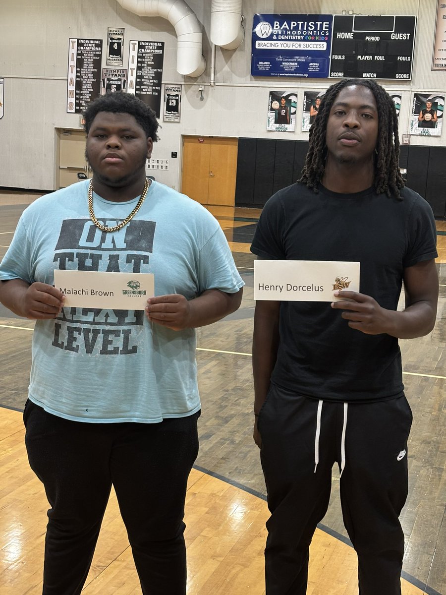 RealOlympiaTitansFB (@titans_fb) on Twitter photo Congrats to <a href="/Malachi_Brow_n/">Malachi Brown</a> and Henry Dorcelus for their commitments to <a href="/GC_Pride_Fball/">Greensboro College Football</a> and <a href="/BWFootball_/">Baldwin Wallace Football</a>. Go be great guys. We are proud of you. #TitansUp Congrats to <a href="/Malachi_Brow_n/">Malachi Brown</a> and Henry Dorcelus for their commitments to <a href="/GC_Pride_Fball/">Greensboro College Football</a> and <a href="/BWFootball_/">Baldwin Wallace Football</a>. Go be great guys. We are proud of you. #TitansUp