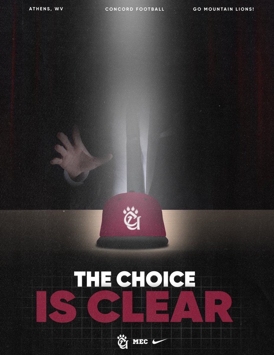 Justin Zimmerman (@coachjzimmerman) on Twitter photo What a day for the Mountian Lions! Big time commitment. The direction is clear and it’s #DATway…the vision is clear and it’s a championship…the CHOICE IS CLEAR…it’s <a href="/ConcordFootball/">Concord University Football</a> What a day for the Mountian Lions! Big time commitment. The direction is clear and it’s #DATway…the vision is clear and it’s a championship…the CHOICE IS CLEAR…it’s <a href="/ConcordFootball/">Concord University Football</a>
