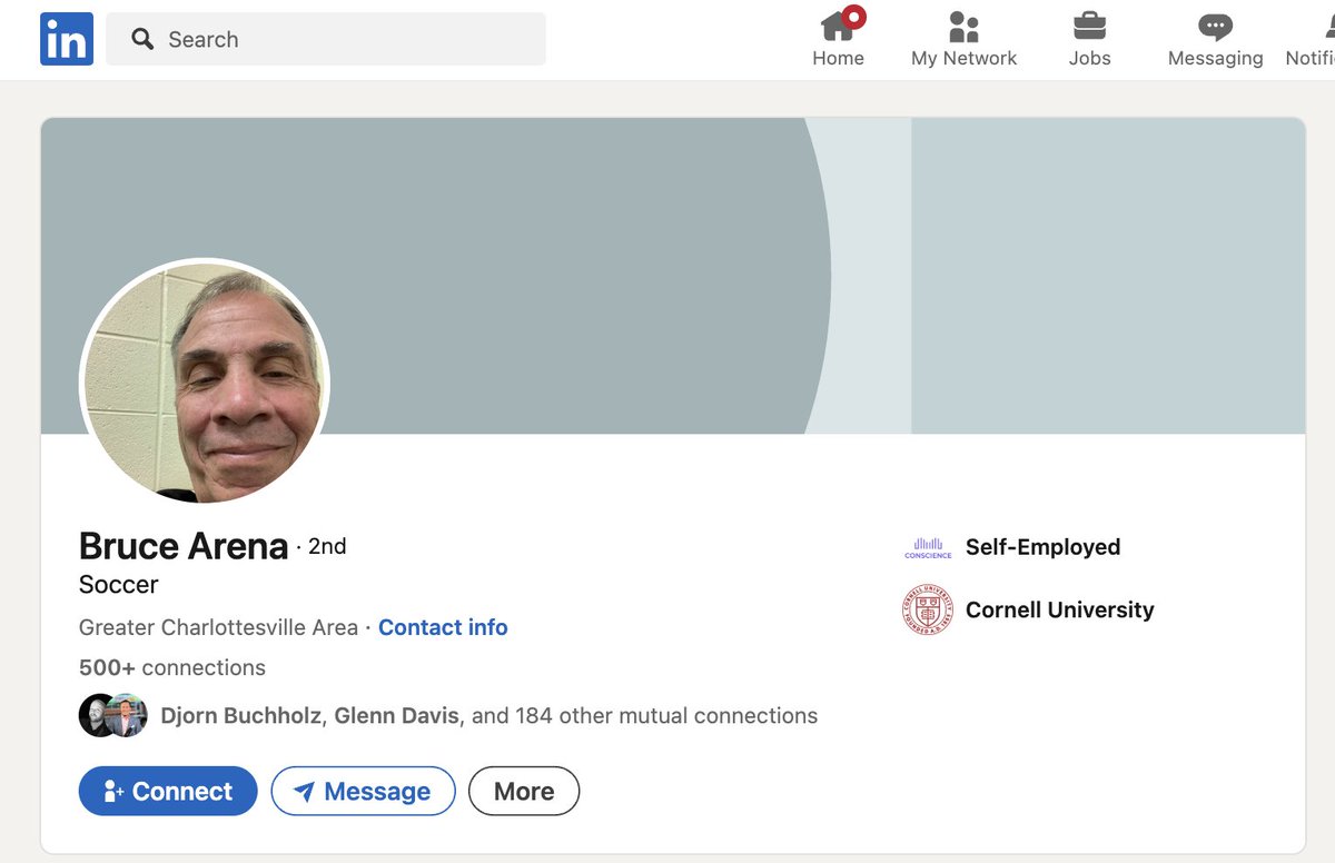 Bruce Arena's LinkedIn profile is elite 

"Soccer" 🤣