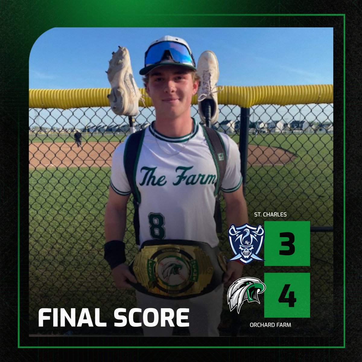 Orchard Farm Baseball (@ofhs_baseball) on Twitter photo Eagles take Game 1!
Player of the Game - <a href="/brosenburg20/">Brady Rosenburg</a>
CG, W, 2 ER, 5 K's, BB
<a href="/blake_ditmeyer/">Blake Ditmeyer</a> - 2-3, 2B, R
<a href="/ty_thorp/">Ty Thorp</a> - 1-3, 2 RBI
We will conclude our series against St. Charles tomorrow at Blanchette Park! Eagles take Game 1!
Player of the Game - <a href="/brosenburg20/">Brady Rosenburg</a>
CG, W, 2 ER, 5 K's, BB
<a href="/blake_ditmeyer/">Blake Ditmeyer</a> - 2-3, 2B, R
<a href="/ty_thorp/">Ty Thorp</a> - 1-3, 2 RBI
We will conclude our series against St. Charles tomorrow at Blanchette Park!