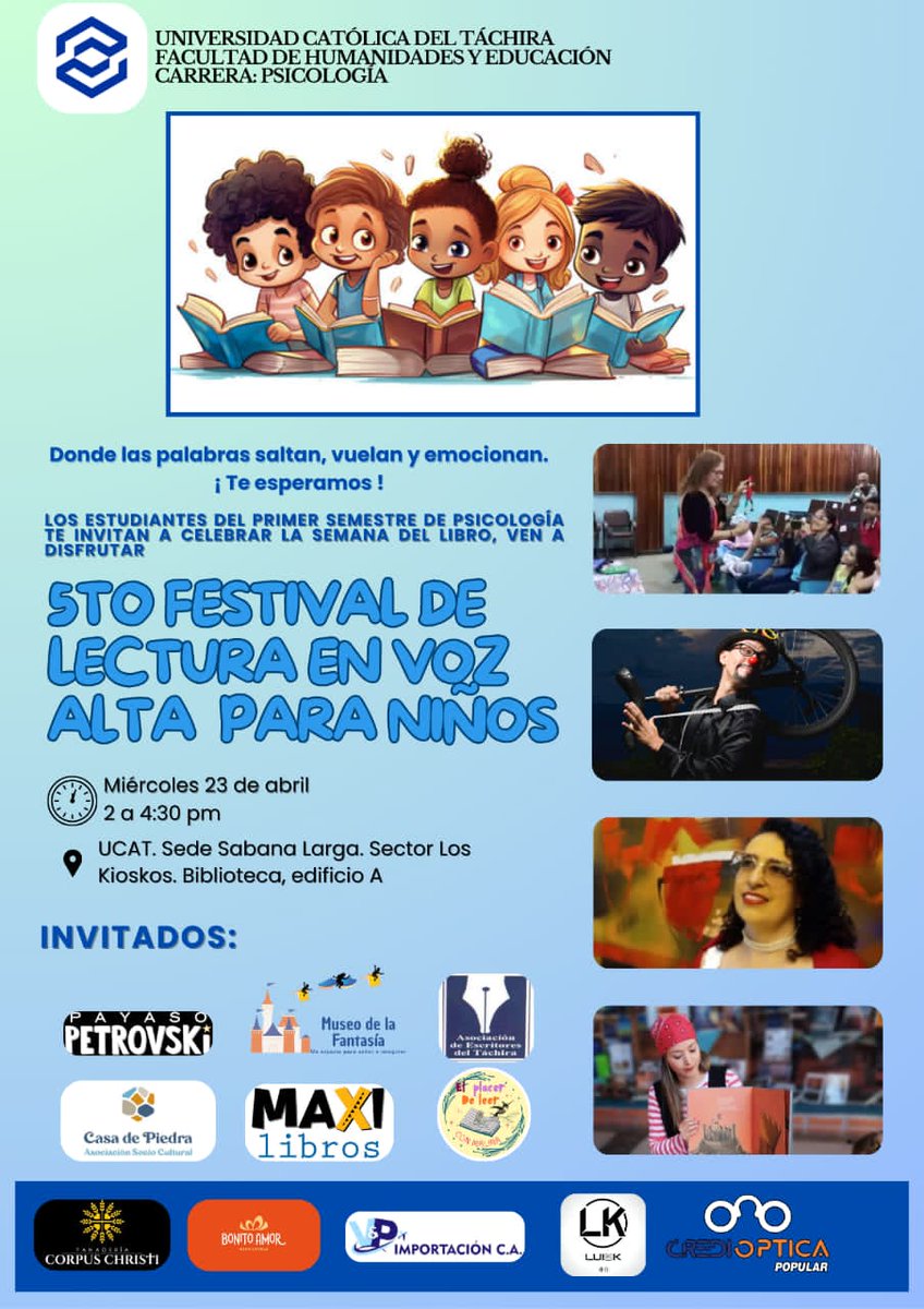 Festival de lectura en voz alta para niños y conversatorio sobre grafitos rupestres en <a href="/notiucat/">Universidad Católica del Táchira</a>.