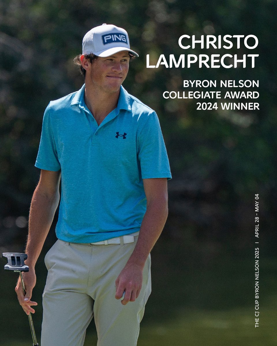 We're excited to have Christo Lamprecht joining the field for the #THECJCUPByronNelson. 

Christo received the 2024 Byron Nelson Collegiate Award, earning him a spot in this year's tournament. 

#ByronNelson #TheByron #PGATOUR #MoreThanAGame #Golf #ChristoLamprecht