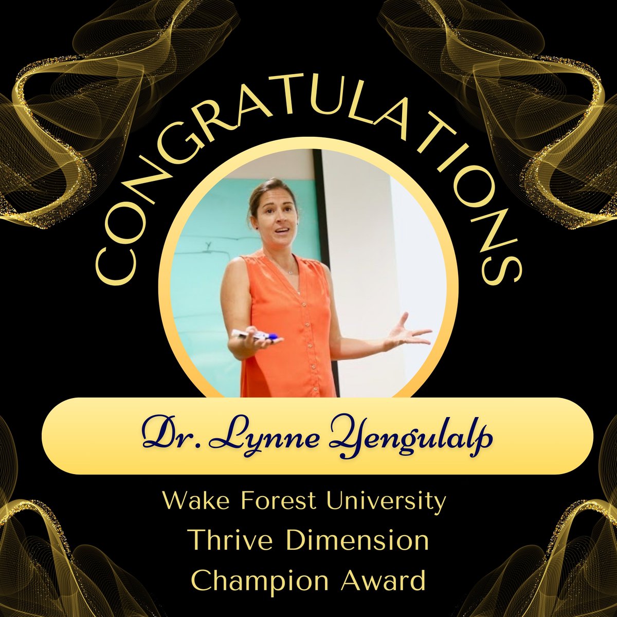 Wake Forest Stats (@wakeforeststats) on Twitter photo ๐ Huge congratulations to Dr. Lynne Yengulalp (Associate Prof), who was recognized yesterday with a <a href="/WakeForest/">Wake Forest University</a> "Thrive Dimension Champion Award," recognizing excellence demonstrated through programming, teaching, or other collaborative efforts within the Wake community. ๐ Huge congratulations to Dr. Lynne Yengulalp (Associate Prof), who was recognized yesterday with a <a href="/WakeForest/">Wake Forest University</a> "Thrive Dimension Champion Award," recognizing excellence demonstrated through programming, teaching, or other collaborative efforts within the Wake community.