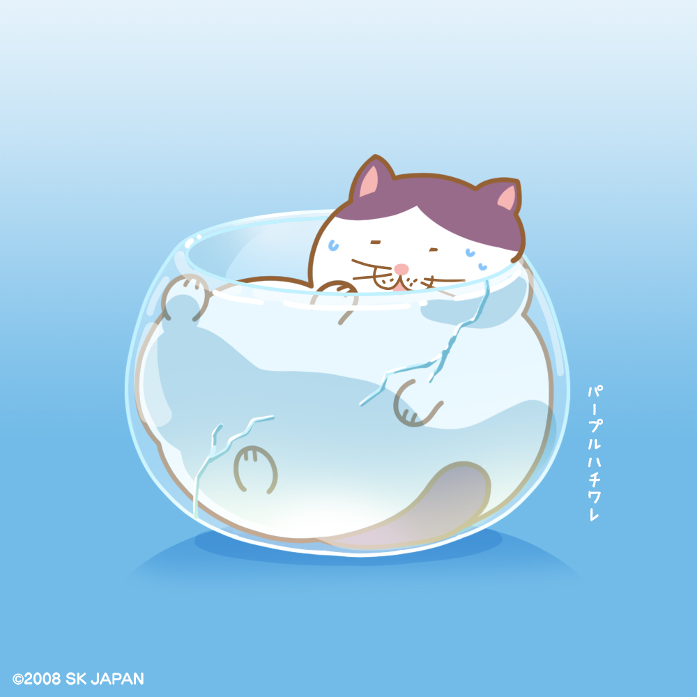 ニャニャっ！？
猫は液体ってうわさを聞いたのに…なんでニャ💦
(パープルハチワレ🐾)

#でぶねこ
