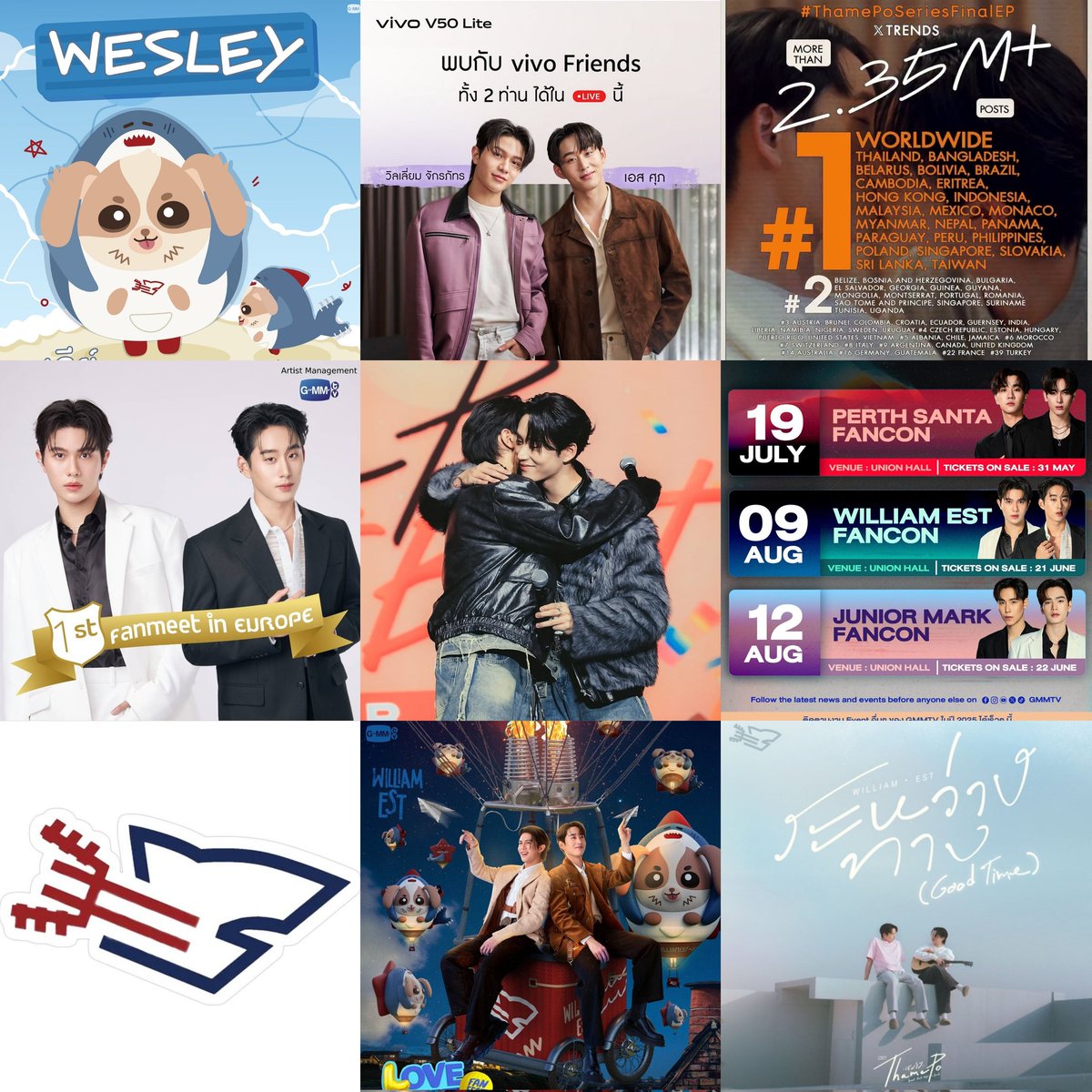 WE achievements in one year:

- Their first series trending in 72 countries and with 2.35M+ posts
- Multiple solo and couple overseas fanmeets
- LOL Fanfest 2025
- Vivo Friends
- Fancon
- OST, Logo &amp; Mascot

and so much more 🥹

1ST YEAR WILLIAMEST
#WilliamEst1stAnniversary