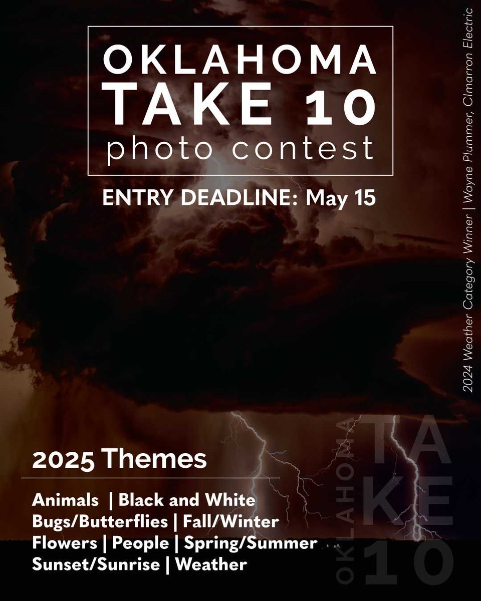 Have you submitted you entries for our 2025 OK Take 10 photo contest? Don't miss your chance at a cash prize and seeing your photo on our July cover! Entries do by May 15. Follow link to learn more about this year's themes and to submit your best photos. bit.ly/OKLTake10