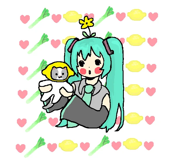 i had to draw miku w sour puss 