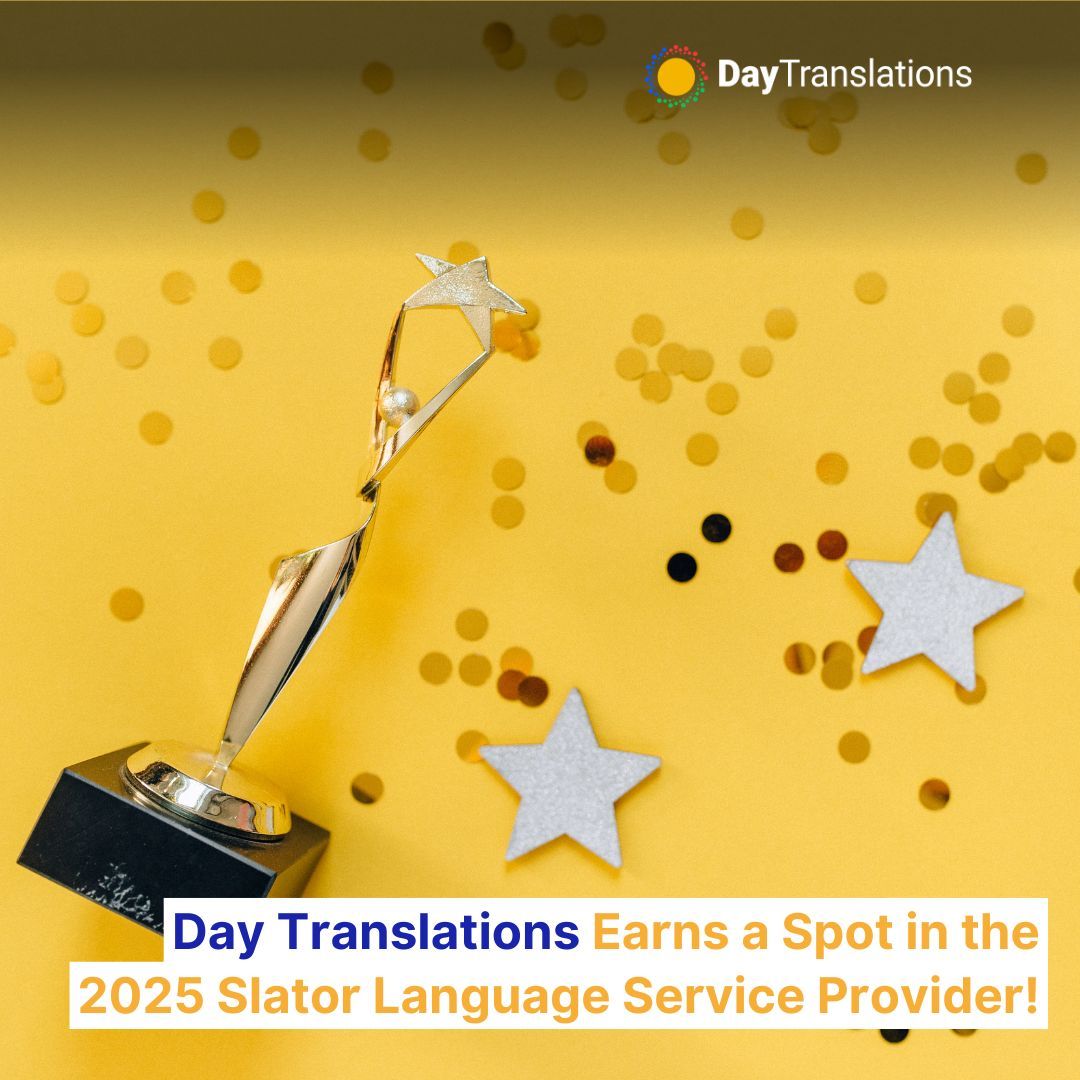 DayTranslations's tweet image. We are thrilled to announce that Day Translations has been recognized as a part of the 2025 Slator Language Service Provider Index (LSPI)!
buff.ly/UN5ePNO

#slator #slatoraward #awardedagency
