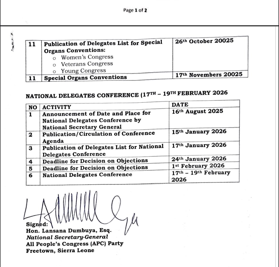 Breaking!! 

APC Releases Timetable for Internal Elections.