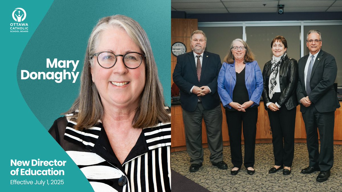 Ottawa Catholic School Board (@ottcatholicsb) on Twitter photo 🎉We are pleased to announce that Mary Donaghy has been appointed by our Board of Trustees as the next Director of Education and Secretary-Treasurer, effective July 1, 2025.
🔗Read the full announcement: ocsb.ca/2025/04/22/ott… 🎉We are pleased to announce that Mary Donaghy has been appointed by our Board of Trustees as the next Director of Education and Secretary-Treasurer, effective July 1, 2025.
🔗Read the full announcement: ocsb.ca/2025/04/22/ott…