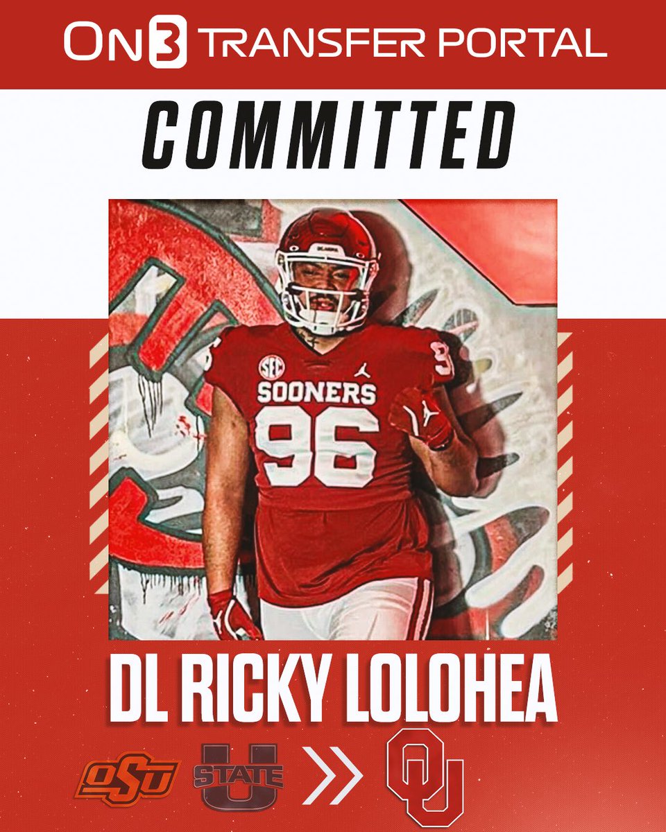 BREAKING: Utah State transfer DL Ricky Lolohea has committed to Oklahoma⭕️ 

on3.com/college/oklaho…