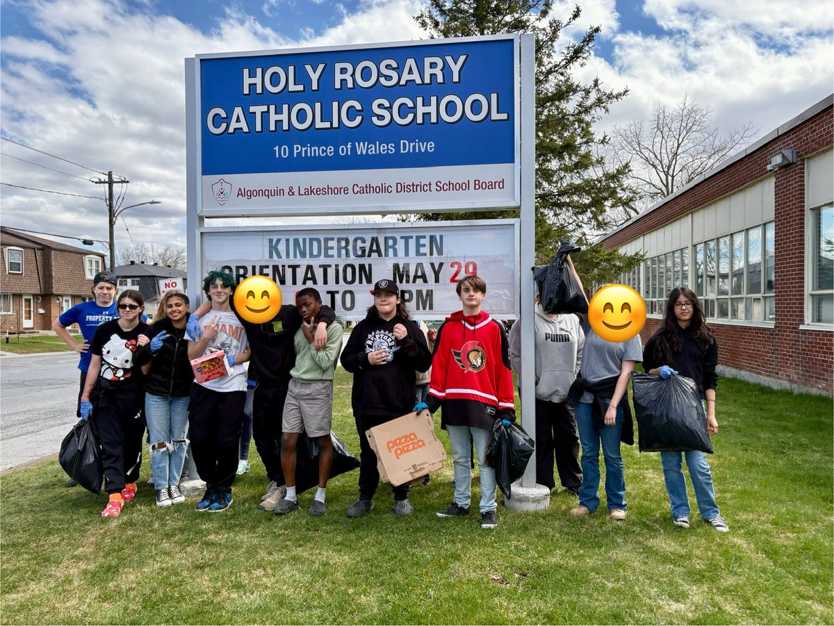 Earth Day 2025! 🌎 These beautiful humans scoured Riverside Park with me and came back with about 10 bags of garbage… and one pizza box. 🍕 #stewardship #EarthDay #bethechange 🥰 ⁦<a href="/sert_holyrosary/">Mrs. Darling</a>⁩