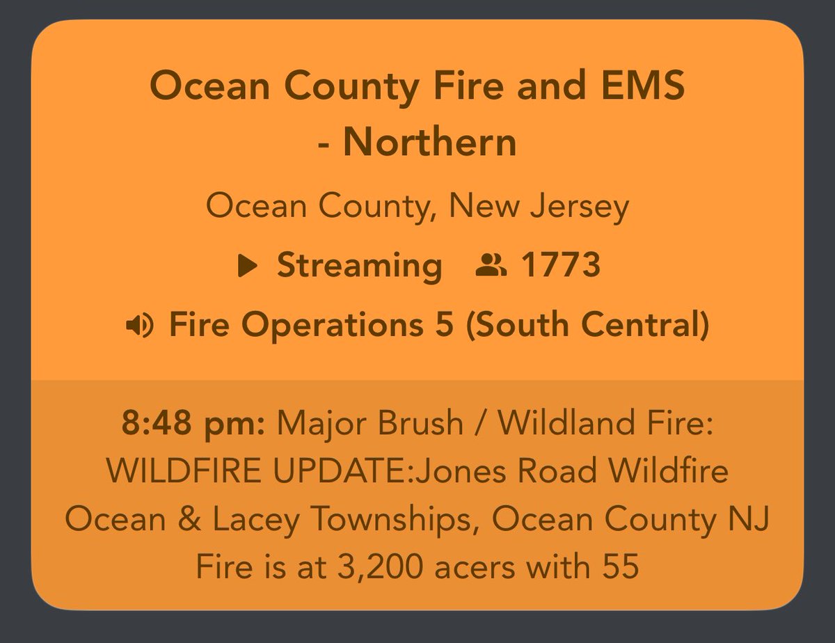 tparon's tweet image. 🚨🇺🇸#BREAKING | NEWS ⚠️
Ocean County Fire and EMS  
reports the Jones Road Fire 
In Ocean County, NJ has spread to 3200 Acres.

mandatory evacuation orders for multiple counties in the garden state tonight.
