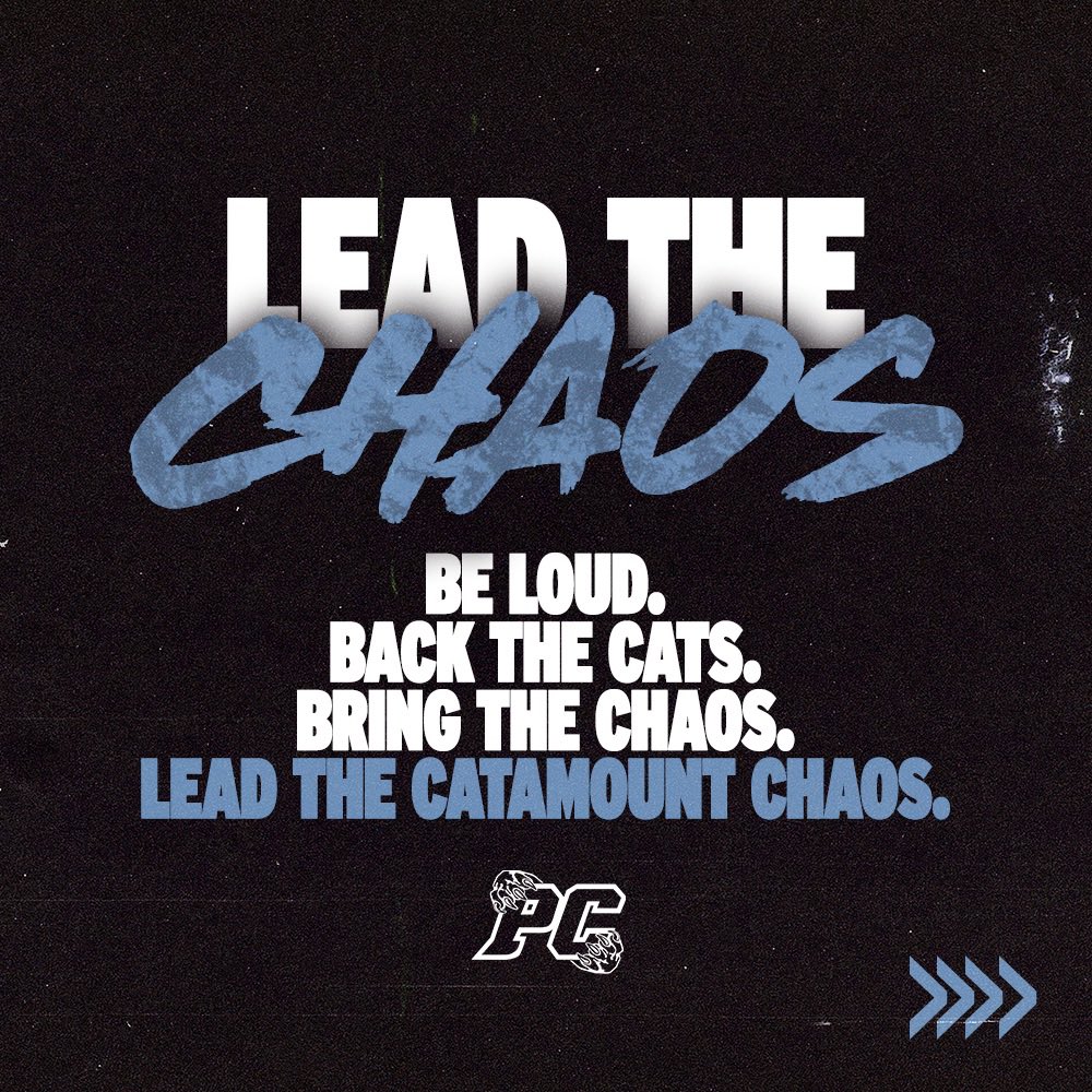 Opportunities to lead, intern, and be recognized. Be sure to apply for athletics scholarships, to lead the Chaos, and to intern with the athletics department. Let’s Go #OwnIt Cats! linktr.ee/pchscatamounts