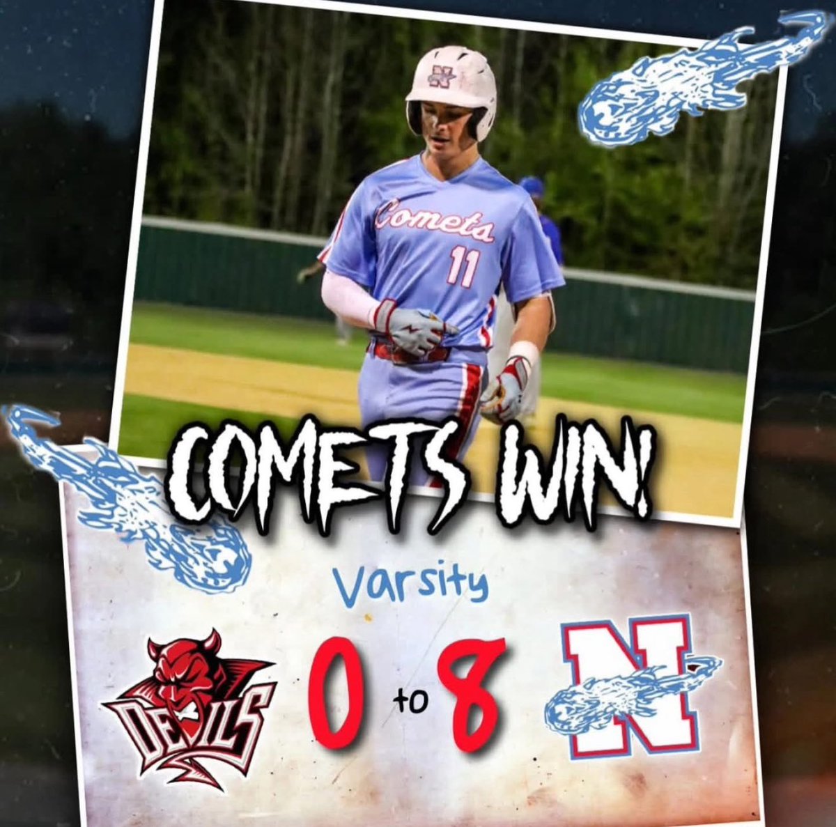 Game 1 results from the Mingo Bay Classic! 

Comets back in action tomorrow as they take on Monsignor McClancy from NY - 1st pitch set for 3:30 @ Myrtle Beach 🏖️ HS.
#Cometsbaseball