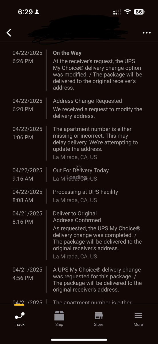 rnambu's tweet photo. @UPS wtf. I’ve been on the phone with your reps twice and we’ve ALL confirmed the address is correct. This driver has been fucking me over all week. https://t.co/ryyXY3FjCC