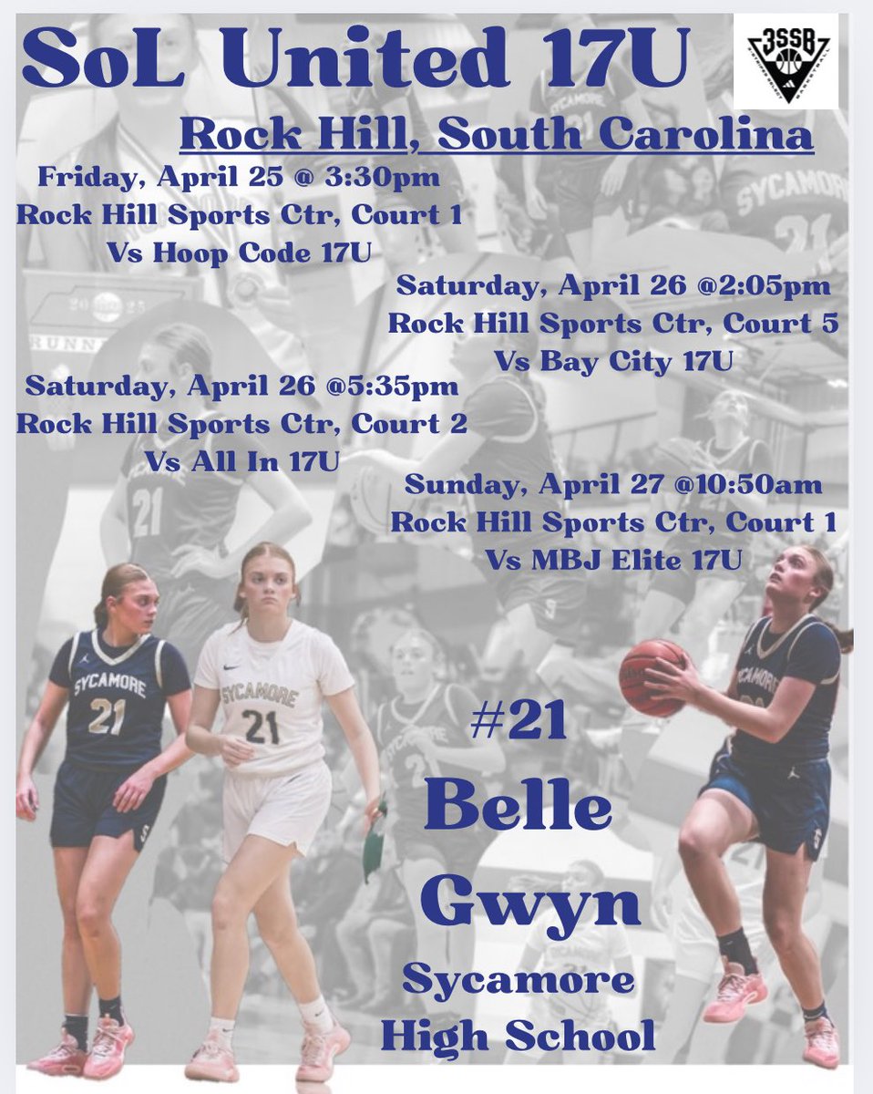 BelleGwyn (@thebellegwyn) on Twitter photo First tournament of my last travel ball season begins this weekend in South Carolina! Let’s Go SoL!
@ClarksvilleSol
<a href="/3SSBGCircuit/">3Stripes Select Basketball Girls Circuit</a> First tournament of my last travel ball season begins this weekend in South Carolina! Let’s Go SoL!
@ClarksvilleSol
<a href="/3SSBGCircuit/">3Stripes Select Basketball Girls Circuit</a>