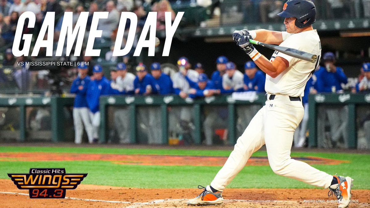Auburn Baseball is back and the action starts tonight at 6 pm on Wings 94.3! Tune in and catch every pitch, every play, and every moment live. War Eagle! 🦅