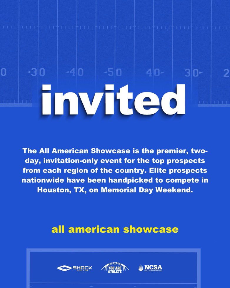 Brooks Hudson (@brookshudson_28) on Twitter photo Thank you for the invite!
<a href="/youareathlete/">You Are Athlete</a> <a href="/ShockDoctor/">Shock Doctor</a> <a href="/NCSA_Football/">NCSA_Football</a> <a href="/Tyrel_Lenard/">Tyrel Lenard</a> <a href="/CoachShullFB/">Jordan Shull</a> <a href="/mannyshow84/">Manny Arceneaux</a> Thank you for the invite!
<a href="/youareathlete/">You Are Athlete</a> <a href="/ShockDoctor/">Shock Doctor</a> <a href="/NCSA_Football/">NCSA_Football</a> <a href="/Tyrel_Lenard/">Tyrel Lenard</a> <a href="/CoachShullFB/">Jordan Shull</a> <a href="/mannyshow84/">Manny Arceneaux</a>