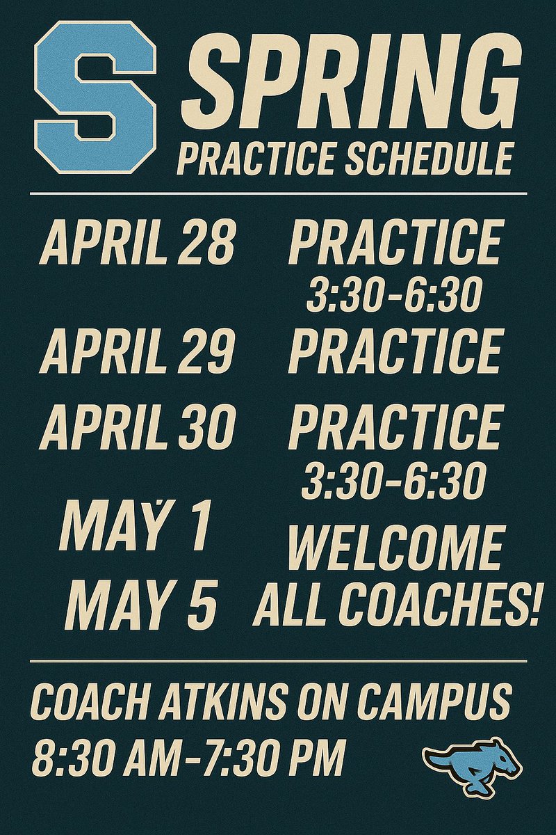 Salesian Mustangs Football (@salesianfb) on Twitter photo Salesian Spring Football Practice – Next Week
All are welcome to come out and watch!
Weightlifting begins daily at 3:30 PM followed by field work.
We look forward to seeing all coaches on campus!
For more information, contact Coach Atkins:
aatkins@mustangsla.org Salesian Spring Football Practice – Next Week
All are welcome to come out and watch!
Weightlifting begins daily at 3:30 PM followed by field work.
We look forward to seeing all coaches on campus!
For more information, contact Coach Atkins:
aatkins@mustangsla.org