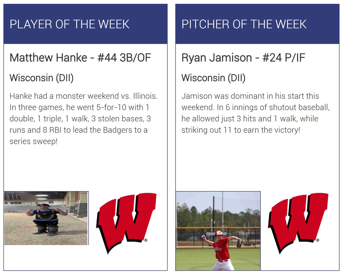 NCBA Northern Plains (@ncba_northplain) on Twitter photo Congrats to our Week 21 Northern Plains - Central Player (Matthew Hanke - <a href="/ClubBaseballUW/">Badger Club Baseball</a>) and Pitcher (Ryan Jamison - <a href="/ClubBaseballUW/">Badger Club Baseball</a>) of the Week‼️
#NCBA #RoadToAlton #NorthernPlains Congrats to our Week 21 Northern Plains - Central Player (Matthew Hanke - <a href="/ClubBaseballUW/">Badger Club Baseball</a>) and Pitcher (Ryan Jamison - <a href="/ClubBaseballUW/">Badger Club Baseball</a>) of the Week‼️
#NCBA #RoadToAlton #NorthernPlains