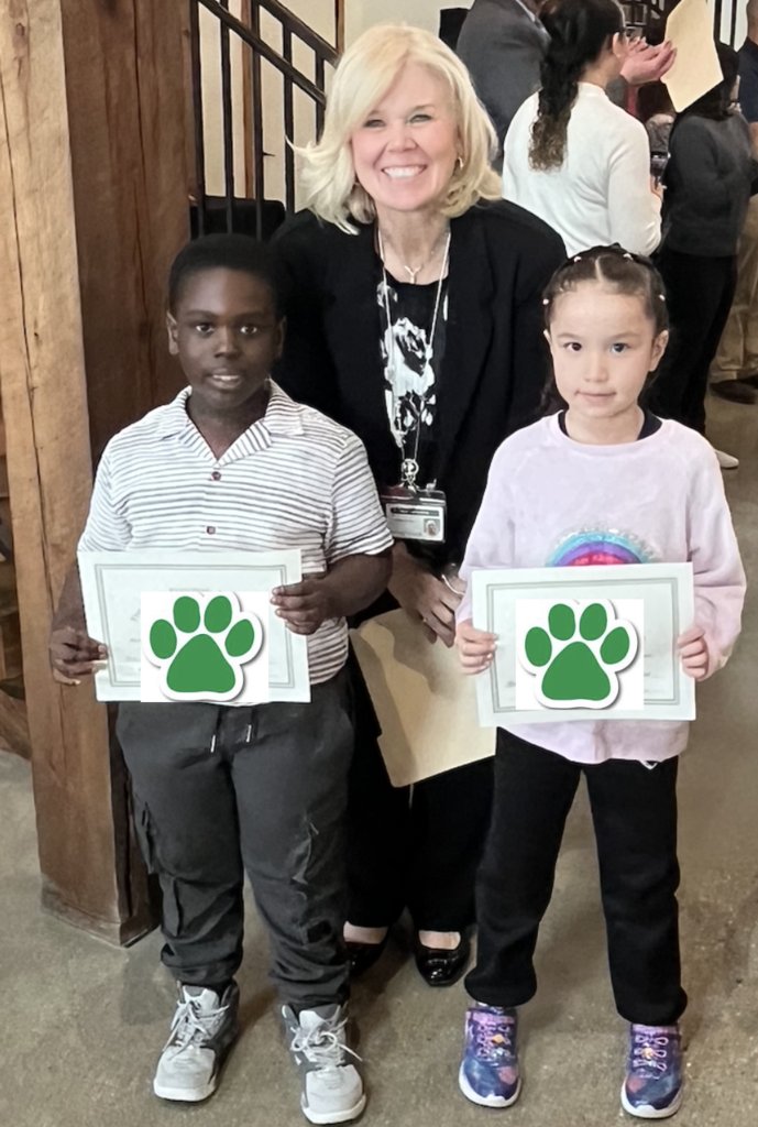 StaceyJAnd's tweet photo. Great morning celebrating two amazing @WPrimary50 students for being kind, helpful and caring every day! #LifeintheW @Woodland50News https://t.co/4RpkmVdesu
