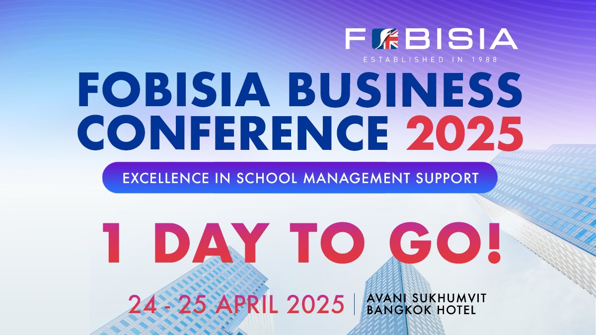 FOBISIA1's tweet image. ⏳ Just one day to go until the FOBISIA Business Conference begins!
We’re looking forward to welcoming colleagues from across our Member Schools for two days of learning, sharing, and connection. See you tomorrow!
#FOBISIA #FOBISIACPD #FOBISIABusinessConference