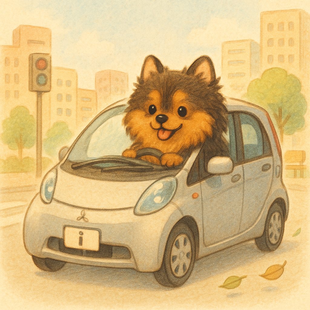chatGPTに三菱iを運転するポメラニアン描いてもらった
iの丸みとかポメの色合いとかもうちょっと調整して欲しいところだけどホッコリはした
