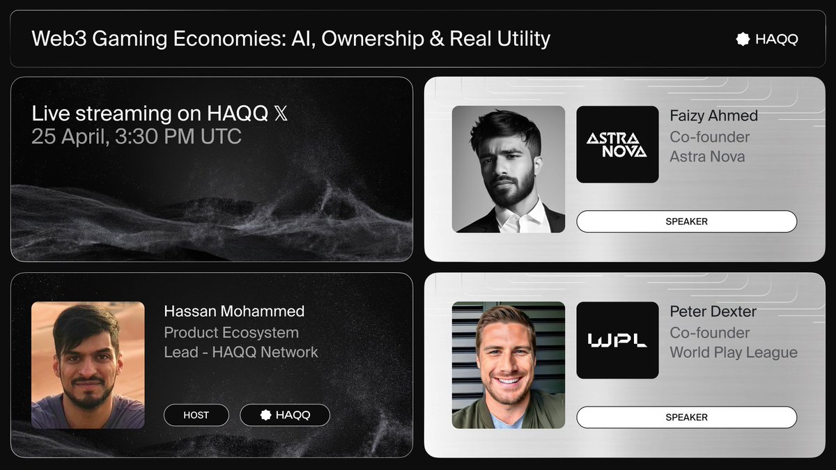 HAQQ Network (@the_haqqnetwork) on Twitter photo Web3 gamers and builders, mark your calendars!
Weâre going live with the <a href="/Astra__Nova/">Astra Nova</a> (co-founder <a href="/Abyssal_DG/">DG âĄ</a>) & <a href="/WorldPlayLeague/">World Play League</a> to talk whatâs real, whatâs next, and what we still donât know about where gaming, AI, blockchain, and the real world collide.
â How AI is Web3 gamers and builders, mark your calendars!
Weâre going live with the <a href="/Astra__Nova/">Astra Nova</a> (co-founder <a href="/Abyssal_DG/">DG âĄ</a>) & <a href="/WorldPlayLeague/">World Play League</a> to talk whatâs real, whatâs next, and what we still donât know about where gaming, AI, blockchain, and the real world collide.
â How AI is
