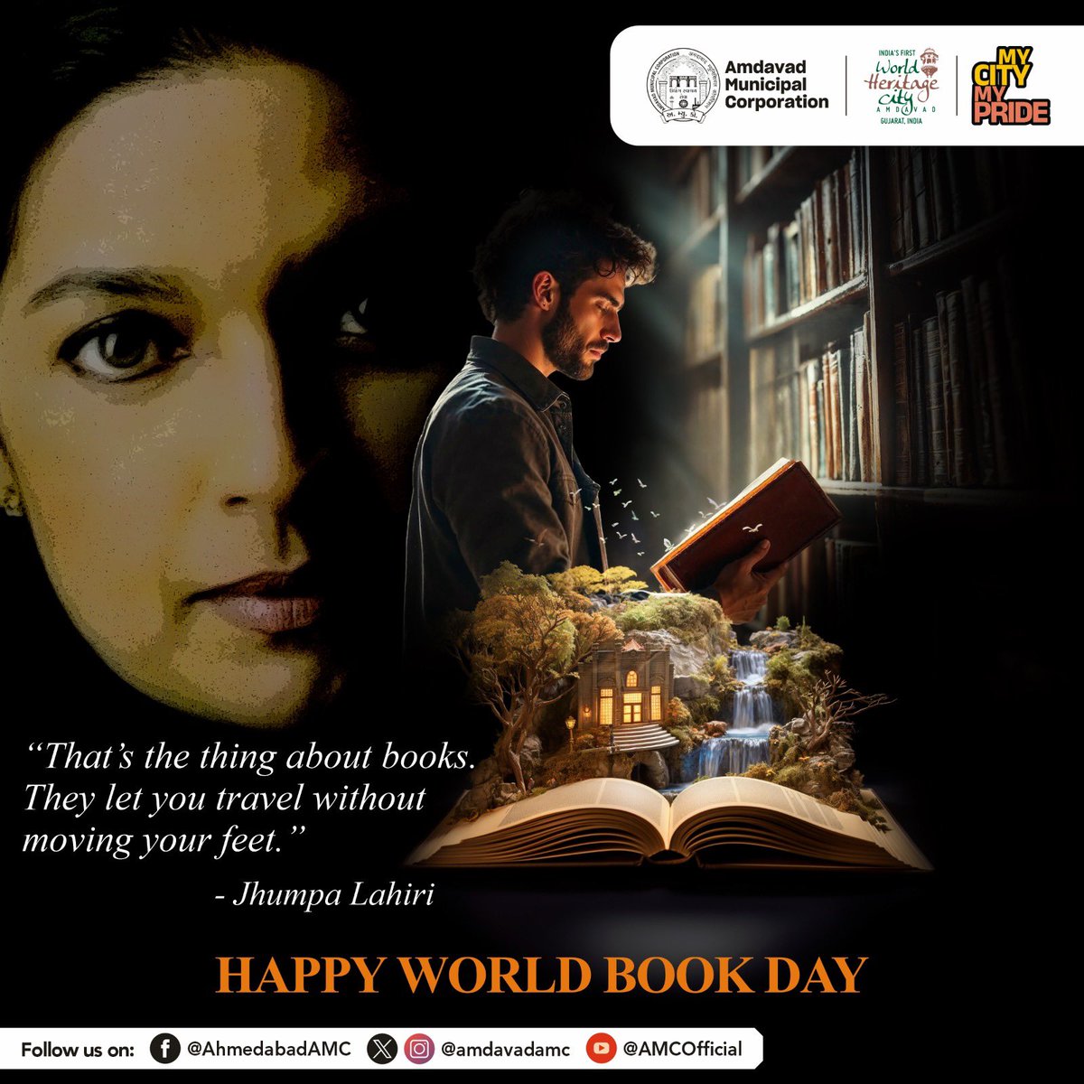 AmdavadAMC's tweet photo. On World Book Day, we celebrate the magic of storytelling, imagination, learning and adventure. Let’s appreciate the authors and illustrators who create books that inspire, educate and delight us.

#WorldBookDay
#CelebrateBooks #PowerOfReading
#StorytellingMagic #BooksInspire https://t.co/0ZueHbEFnY