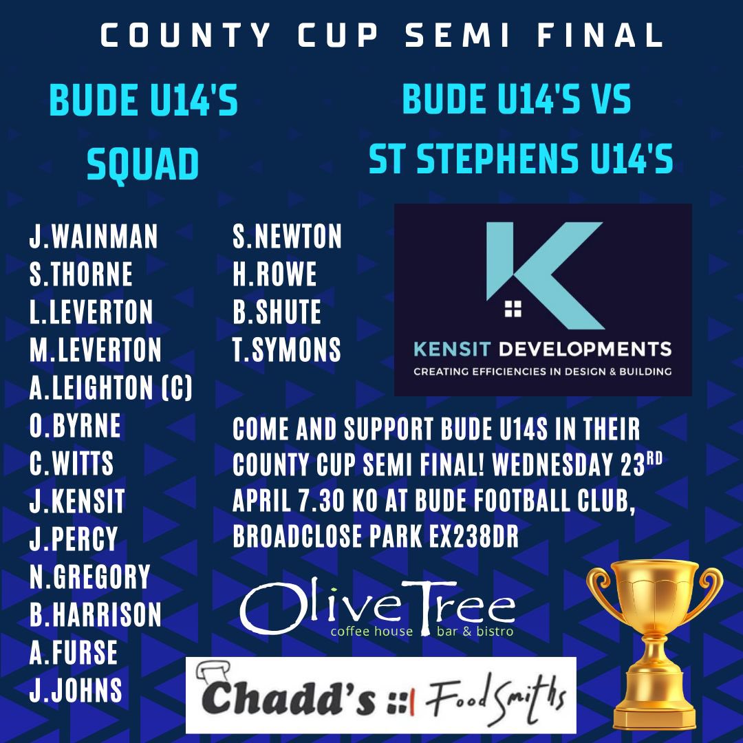 Exciting evening up the Broadclose as our Under 14s boys face St Stephen’s in the County Cup Semi Final. Come along and show your support. 7:30 KO 💙⚽️