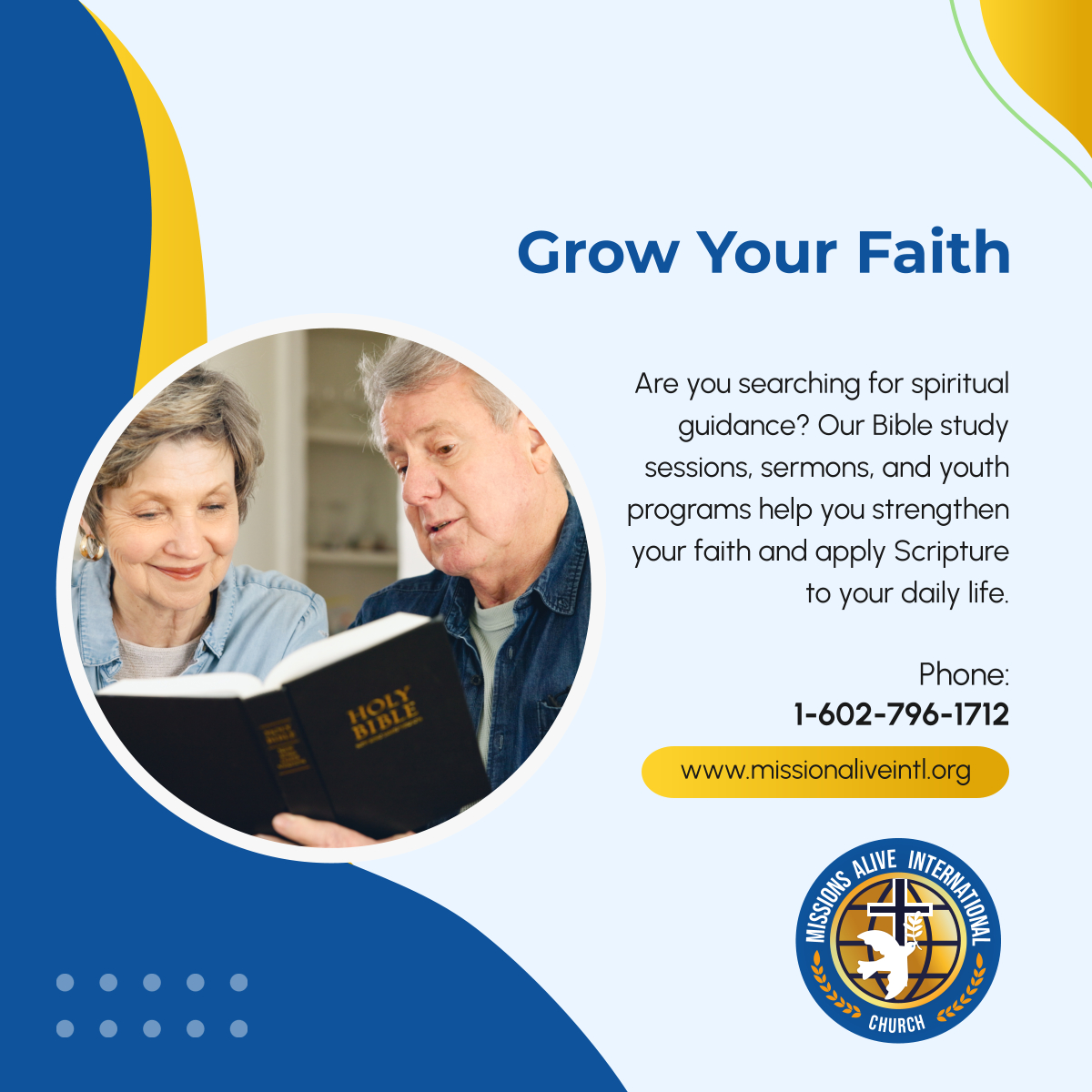 Missionsalive_'s tweet photo. Faith grows when nurtured through study, worship, and community. Find strength and wisdom through our programs. Contact us today to begin your spiritual journey! 

#FaithInAction #PhoenixAZ #ReligiousOrganization https://t.co/EXJplQgDnB
