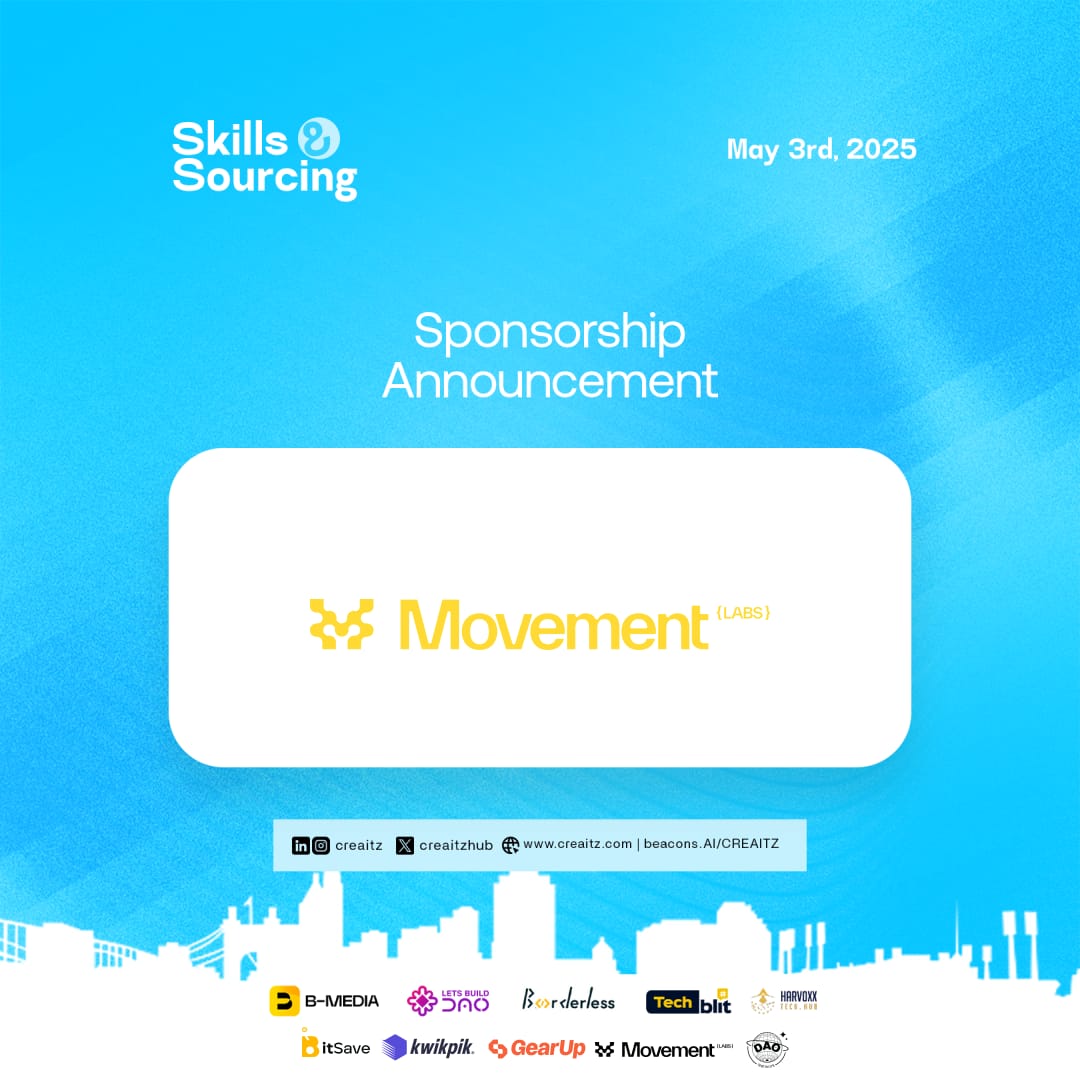 Zhulleyy's tweet photo. #10daycountdown

Big news fams!!! 
Movement Labs is officially on board as one of our Web3 sponsors for the highly anticipated Skills & Sourcing event!

Movement Labs is the powerhouse behind the Movement SDK, a cutting-edge toolkit empowering devs to build and launch blockchain apps (or even full blockchains!) with the Move programming language.

Backed by a massive $41.4M+ in funding from legendary names like Hack VC, Placeholder, Archetype, Maven 11, Robot Ventures, Figment Capital, Nomad Capital, Bankless Ventures, OKX Ventures, dao5, and Aptos Labs. they’re shaping the future of Web3, and now they’re helping you be part of it.

This isn’t just a sponsorship, it’s a game-changer. 
With Movement Labs on board, we’re opening doors for more people to gain red-hot digital skills and tap into real Web3 opportunities.

Got a digital skill? 
Want to break into Web3? This is your sign. 
Don’t sit this one out.

Join the Movement. 
Level up your skills. 
Secure your seat using this link - https://t.co/BgsjBTBBgV

We’re building a world where skills meet opportunity and trust us, you’ll want to be in the room when it happens.