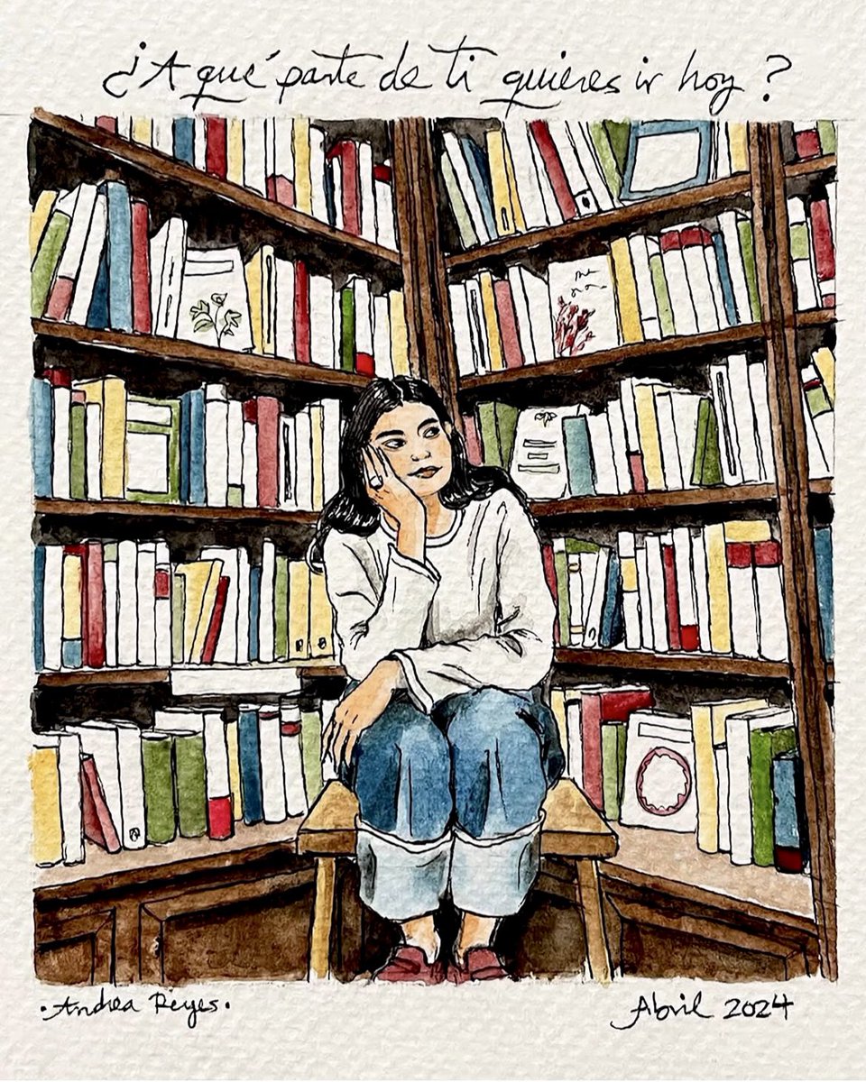 El dibujo es del abril pasado, pero las emociones al leer, la felicidad de la lectura, se suceden cada día. 
Feliz #DíadelLibro ♥️
