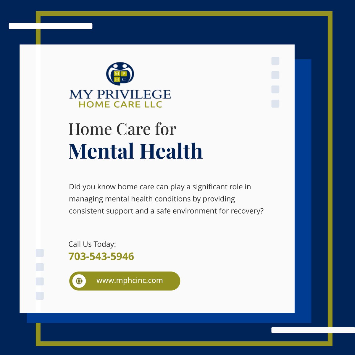 myprivilegehc's tweet image. Mental health matters. Home care provides the support and environment necessary for better mental health management.

#HomeCare #FairfaxVA #MentalHealthCare