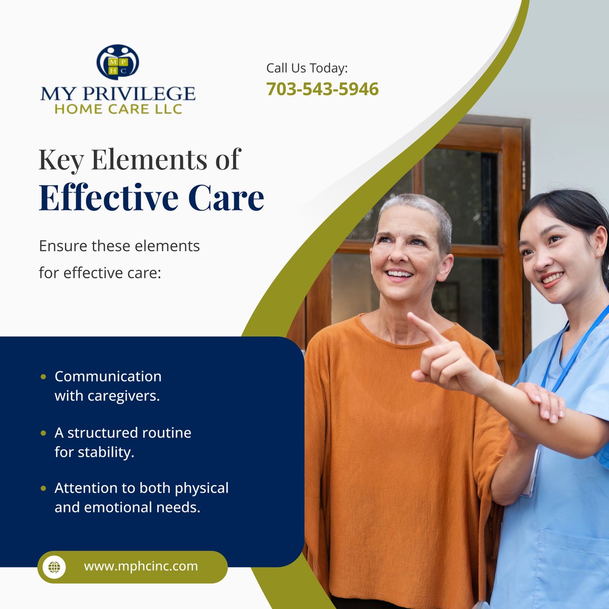 myprivilegehc's tweet image. Effective care goes beyond physical assistance. These key elements ensure your loved one receives holistic, supportive care.

#FairfaxVA #HomeCare #EffectiveCare