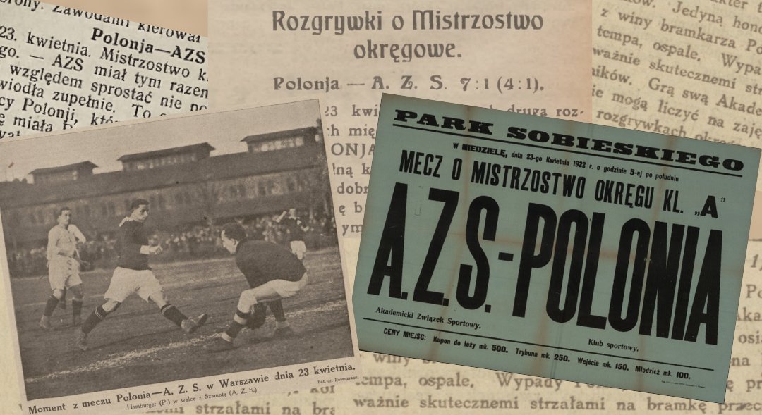 #tegodnia
23.04.1922 w meczu warszawskiej A klasy Polonia pokonała AZS Warszawa 7:1.
Rozgrywki okręgowe Polonia wygrała (7 wygr. i 1 remis) i awansowała do finałowego turnieju mistrzostw Polski. 
➯ mecz z AZS-em: wikipolonia.pl/index.php/1922…
➯ A klasa 1922: wikipolonia.pl/index.php/1922…
