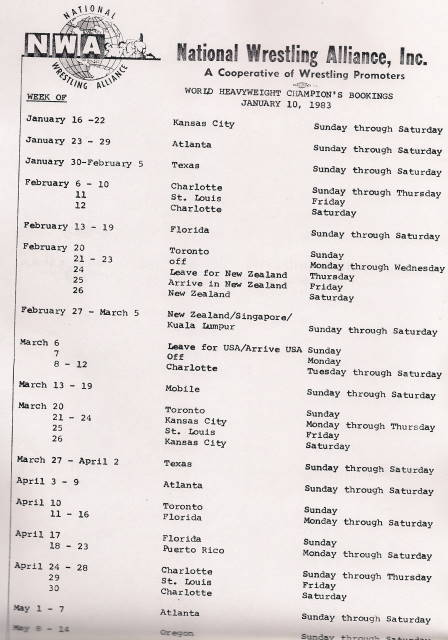 allan_cheapshot's tweet photo. NWA Worlds Heavyweight Champion's Bookings in 1983 - Ric Flair had four days off in total during this period.

Flair was on fire during this period in the ring, and was routinely working 4*+ matches against anyone and everyone. https://t.co/fB4xLVAnGk