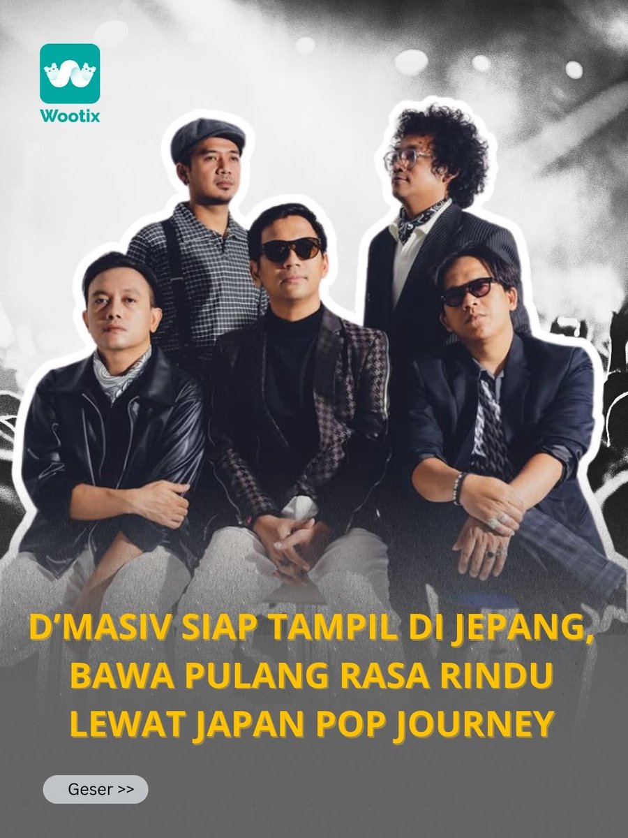 wootix_id's tweet photo. D’Masiv Siap Tampil di Jepang, Bawa Pulang Rasa Rindu Lewat Japan Pop Journey! 🇯🇵🎶
Untuk pertama kalinya, D’Masiv akan mengguncang panggung di Tokyo, Osaka, dan Nagoya!
Konser ini jadi obat rindu terbaik buat kamu yang lama tak pulang ke Indonesia.
#dmasiv #jepang #wootix https://t.co/XZOYd4HBTe
