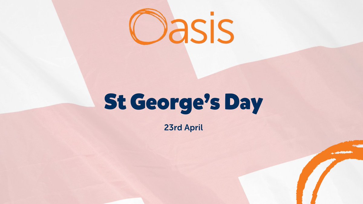 Happy St George’s Day!

A day to celebrate England’s history, culture, and values.

At Oasis we’re proud to promote respect, unity, and belonging.

#StrengtheningCommunities