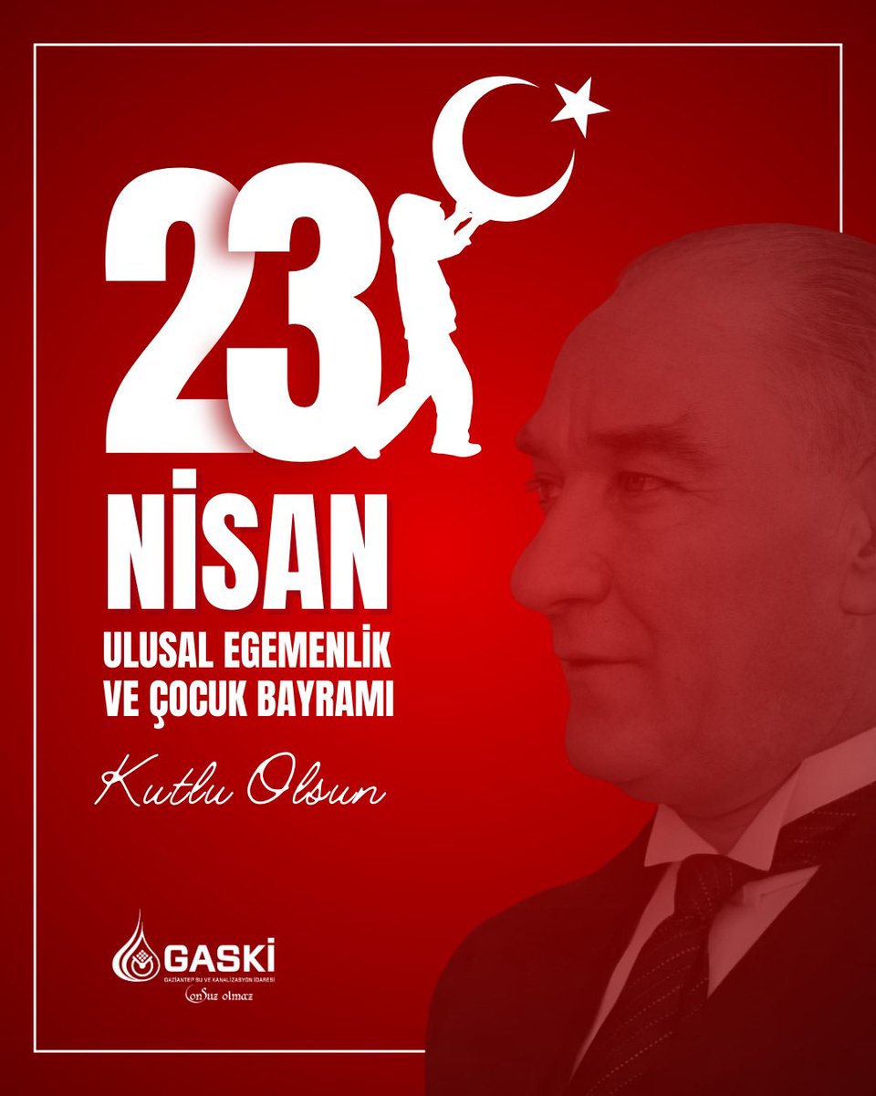 Bugün, yarınlarımızı kutluyoruz! ✨
Gazi Mustafa Kemal Atatürk’ün çocuklara armağan ettiği bu özel günde, geleceğe umutla bakıyoruz. 🌈

23 Nisan Ulusal Egemenlik ve Çocuk Bayramı kutlu olsun! 🎉🎈

#23Nisan #UlusalEgemenlik #GASKİ💧
